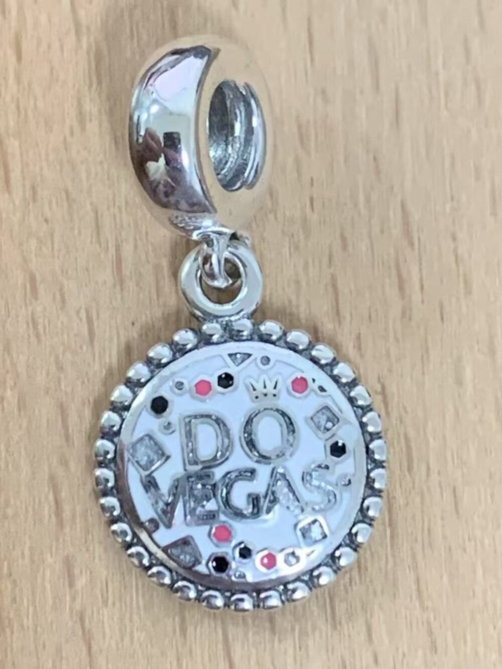 Pandora Las Vegas "DO VEGAS" Dangle Charm Pendant, S925 Silver Jewelry Bracelets